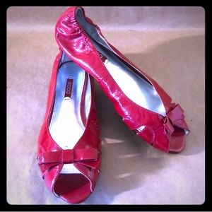 Nordstrom Red Flats Size 10 Patent leather red bow